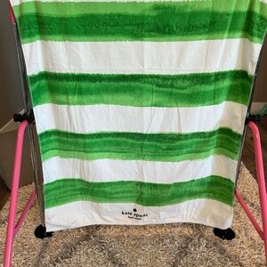 Kate Spade Green and White Striped beach Towel size 38x62